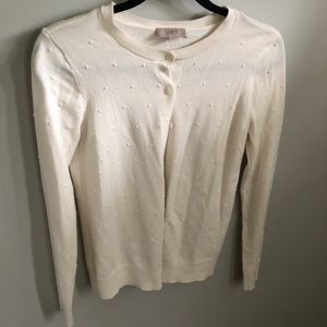 Loft Cotton Dot Cardigan Size Small